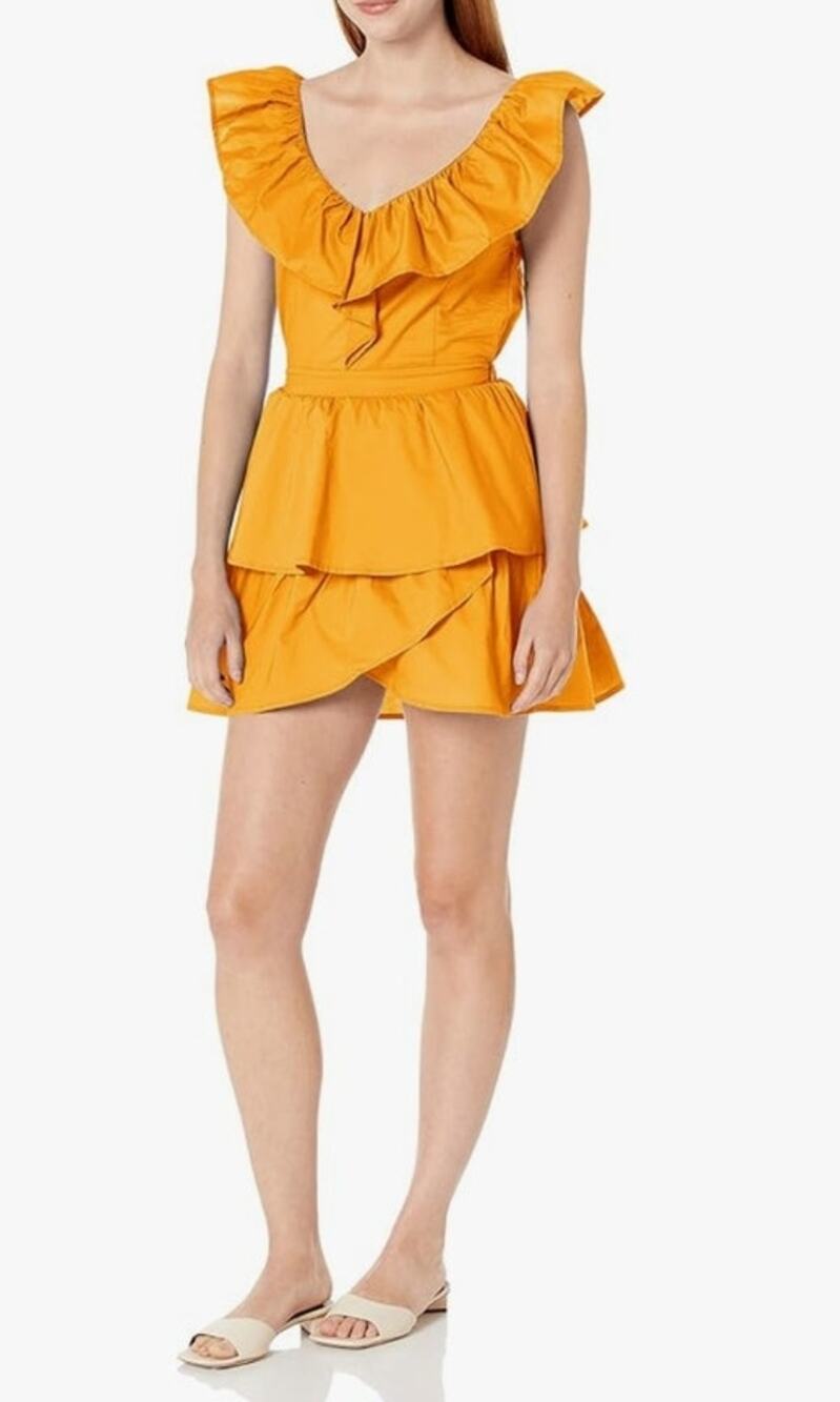 NWT BB Dakota Steve Madden Summer Sunset Ruffle Dress Yellow Size M